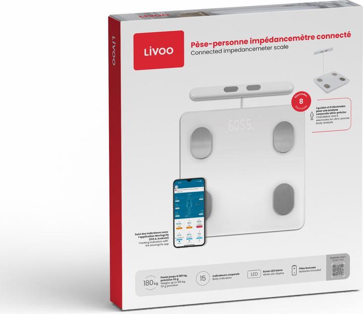 Actual product image Livoo Connected impedancemeter scale (180 kg)