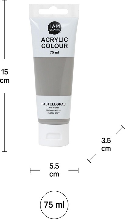Produktbild I Am Creative Basic Acryl, Acrylfarbe auf Wasserbasis, 75 ml (Pastellgrau, 75 ml)