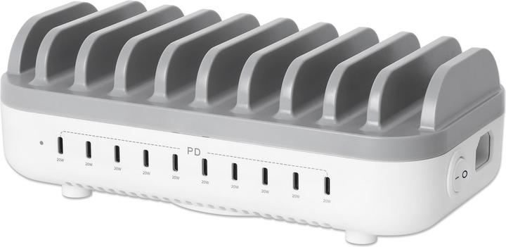 Manhattan 10-Port USB-C Power Delivery-Ladestation - 200 W (200 W, 10 Ports)