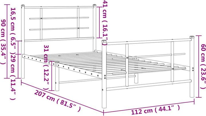 Image du produit vidaXL Bettgestell (107 x 203 cm)