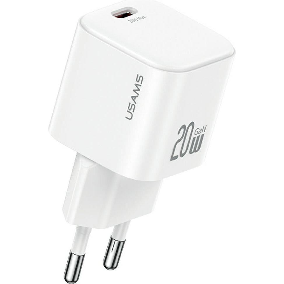 Usams Wall Charger JO Series CC260 20W USB-C + 1m USB-C/Lightning Cable White (20 W), Caricatore USB, Bianco