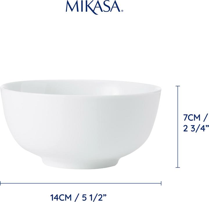 Actual product image Mikasa Chalk Porcelain Cereal Bowls, Set of 4, 14cm, White (14 cm, 0.55 l, 4 x)