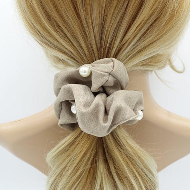 Immagine prodotto Avizar Scrunchie Satin mit Perlen Marjorie (Elastico per capelli)