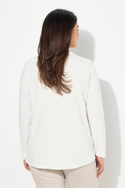 Produktbild Ulla Popken Shirt, Stern, Rollkanten, A-Linie, V-Ausschnitt, Langarm (56)