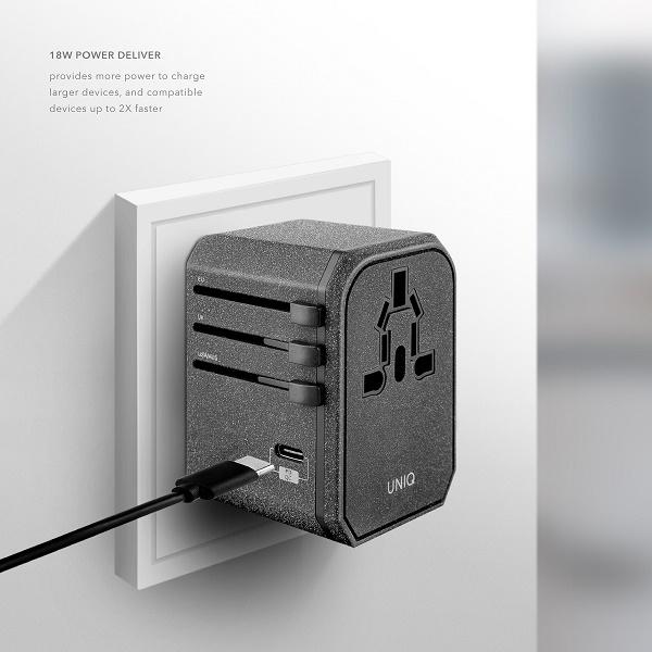 Thumbnail - Uniq, Reiseadapter, VoyagePD Black Indoor