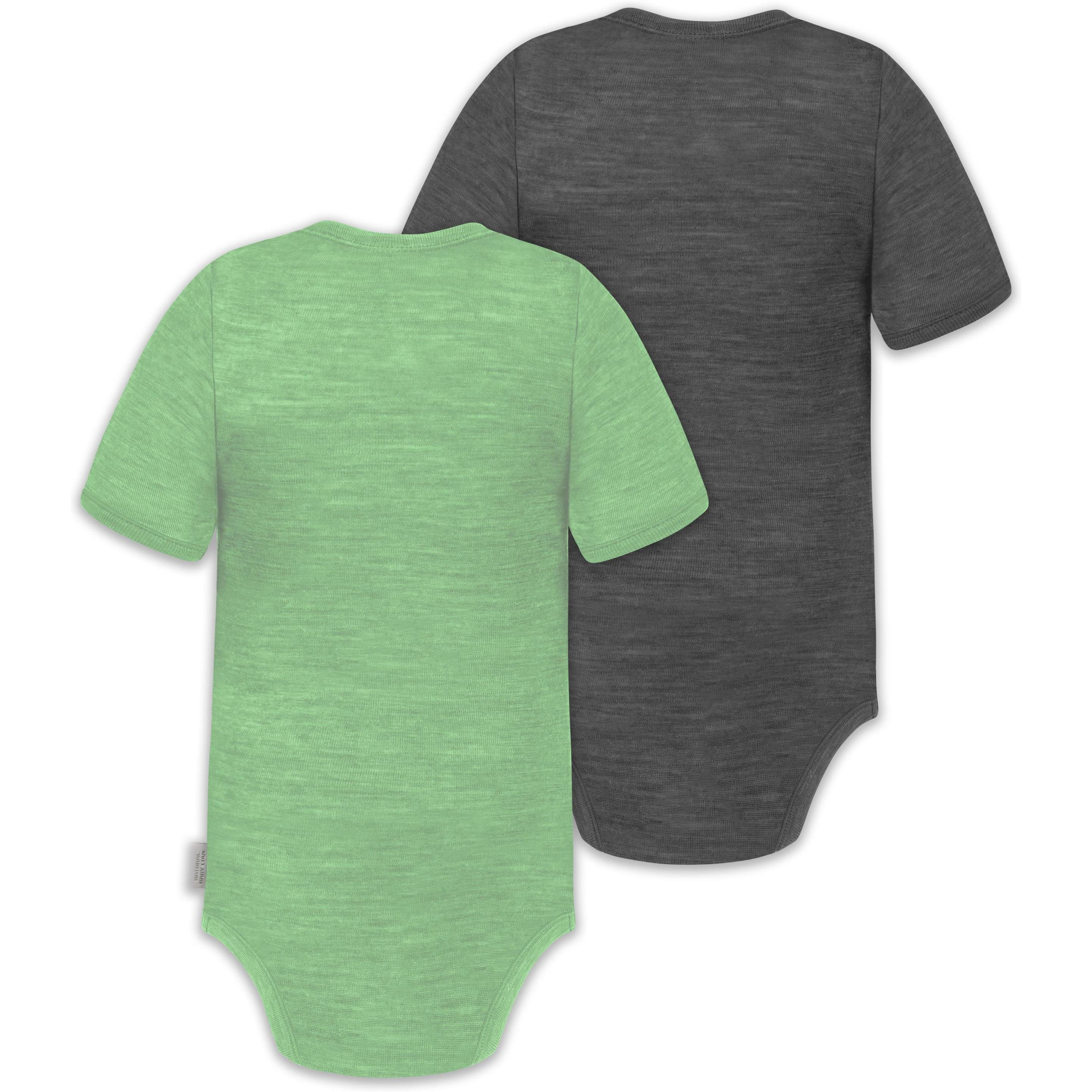 Thumbnail - Normani, Herren, Body, 2er Set Baby Merino Kurzarmbody „Tihoi" - 9317, Grün, (68)