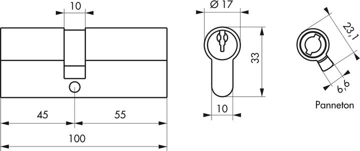Actual product image Thirard Cylindre 45 x 55 mm 3 clés