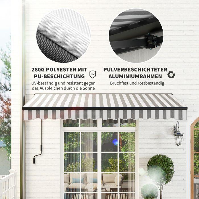 Immagine prodotto Swisshandel24 Tenda da sole per balcone, 350x250x150cm, resistente ai raggi UV30+, con telecomando, manovella (2.50 m)