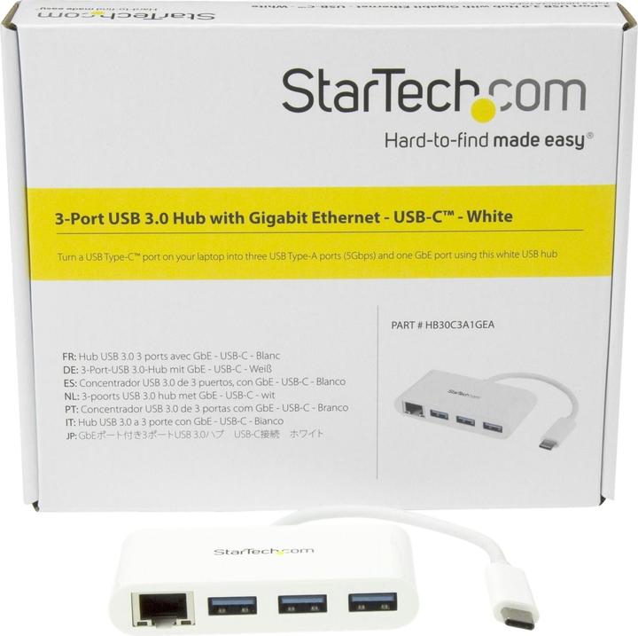 Produktbild StarTech 3PT USB 3.0 HUB + GBE - USB-C (USB-C, 3 Ports)