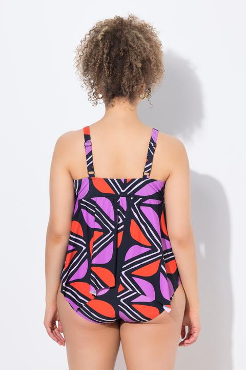 Actual product image Ulla Popken Geometric Print Pointed Hem Tankini Set (54 B)