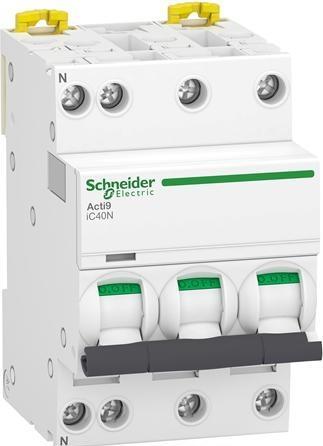 Actual product image Schneider Electric Automatsikring iC40N 3 Pol + Nul C-characteristic 13A 6/10kA brydeevne Icu