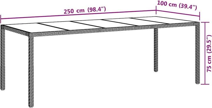 Produktbild vidaXL Gartentisch (250 x 100 x 75 cm)