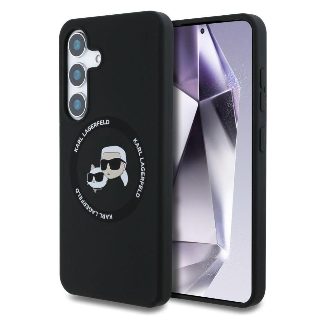 Karl Lagerfeld Etui Silicone Double Heads And Circle MagSafe Samsung Galaxy S25 Plus Czarny (Samsung Galaxy S25, Samsung Galaxy S25+), Smartphone
