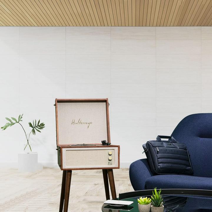 Produktbild Halterrego Platine vinyle COTTAGE bluetooth out 4 pieds amovibles motif cuir vintage (Manuell)