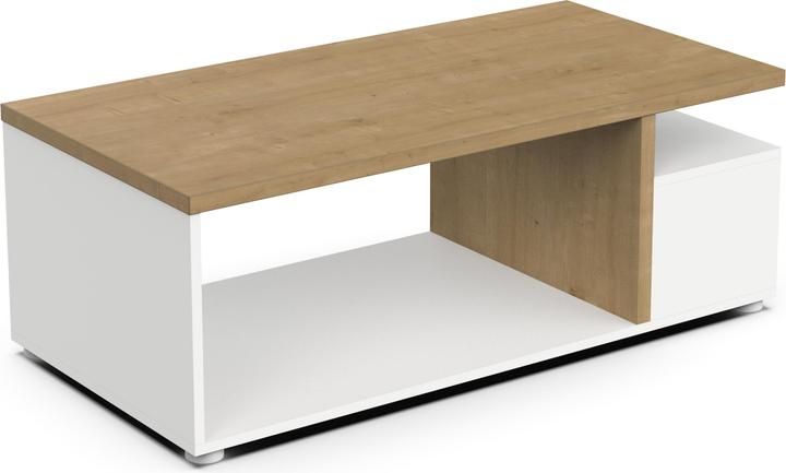 Image du produit CaliCosy Table basse 3 niches décor chêne et blanc mat L91,8 cm - ACCESS (92 x 50 x 36 cm)
