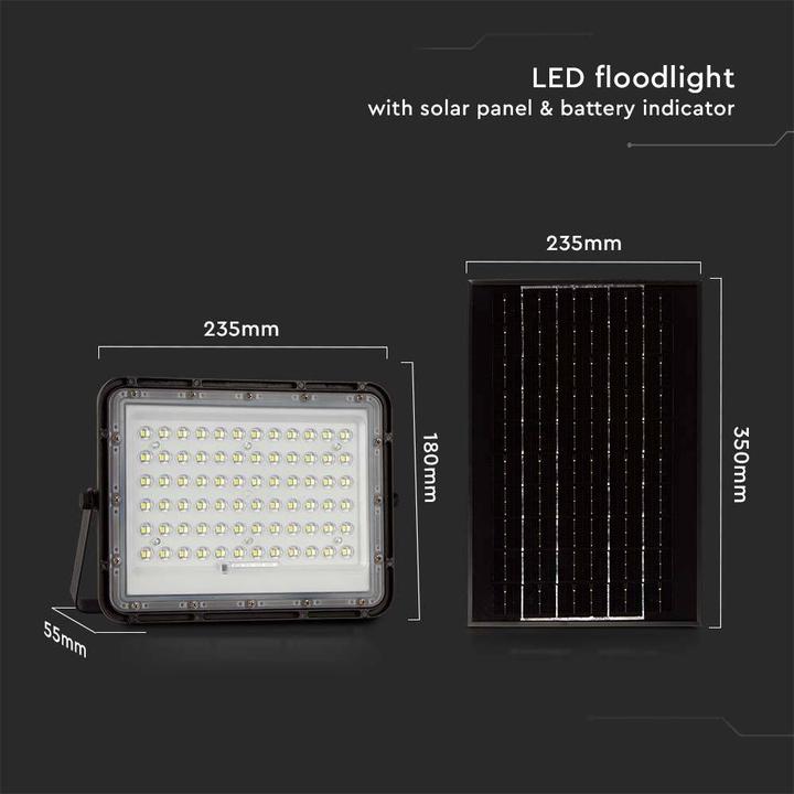 Actual product image V-TAC VT-120W 7826 LED floodlight, solar module 15 W neutral white black (1200 lm, IP65)