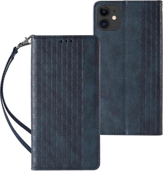 Actual product image Hurtel Magnet Strap Case for iPhone 12 Pouch Wallet + Mini Lanyard Pendant Blue (Apple iPhone 12)