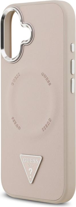 Productafbeelding Guess Case Magsafe PU Leather Case With Triangle Logo Silver Metal Camera Frame For iPhone 17 Pink (Apple iPhone 17)
