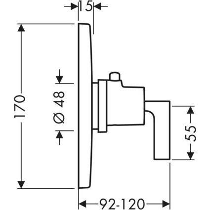 Thumbnail - hansgrohe, Badarmatur, Axor Citterio Thermostat 59 l/min Highflow Unterputz, Hebelgriff