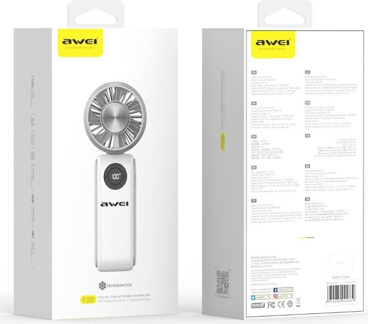 Actual product image Awei Handheld fan F39 Fast Ice white