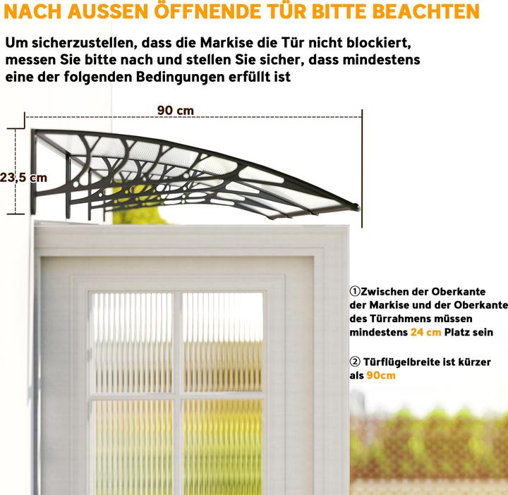 Image du produit Outsunny Vordach Polycarbonat, Aluminium Weiss