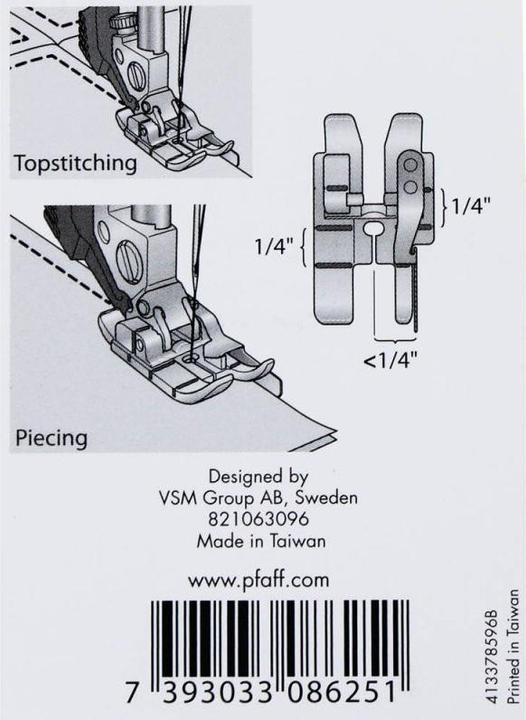 Immagine prodotto Pfaff Piedino per patchwork con guida e misura reale da 1/4 per il gruppo B C D E G J K L