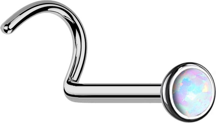 Immagine prodotto Star Piercing Perno nasale piegato a semisfera in argento con opale bianco (Titanio, senza ottone)