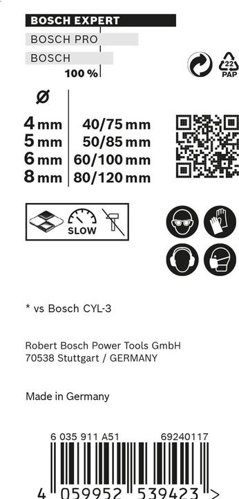 Produktbild Bosch Professional Zubehör EXPERT MultiConstruction CYL-9 Bohrer-Set, 4/5/6/8 mm, 4-tlg. (6 mm, 8 mm, 4 mm, 5 mm)