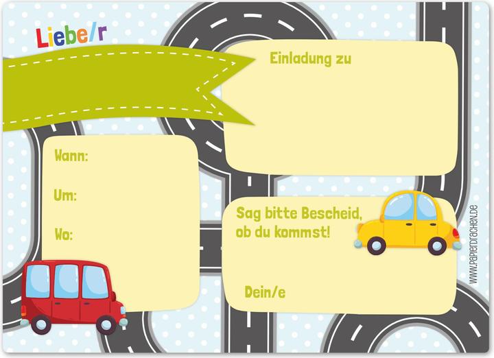 Immagine prodotto Papierdrachen 12 Biglietti d'invito di compleanno - Auto (12 pz.)