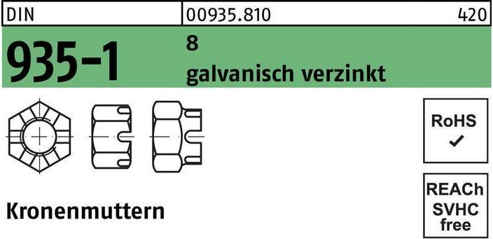 Produktbild Kronenmutter DIN 935-1 M 10 SW 17 8 galvanisch verzinkt