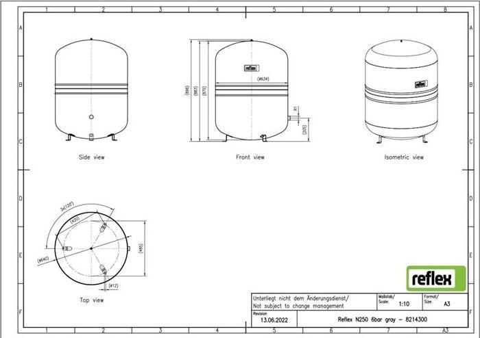Produktbild Membran-Druckausdehnungsgefäss N grau, 6 bar 250 l 250 l
