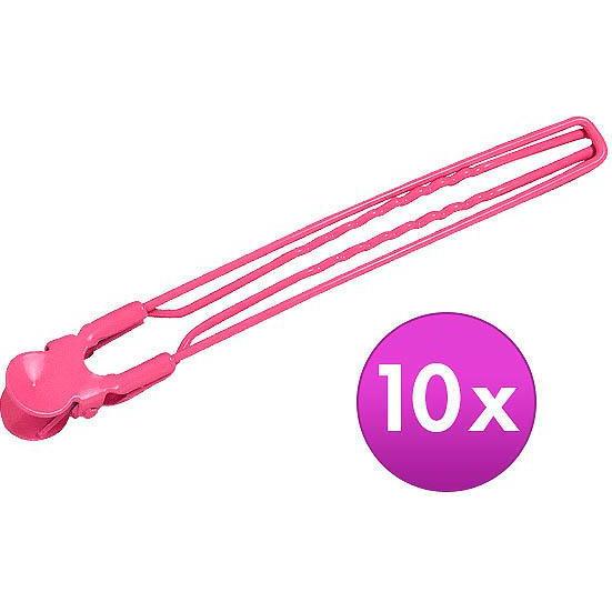 Fripac Rosa Haarklammer + Haarclips, Jumbo-Clips (10 Stk.)