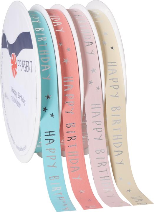 Produktbild Präsent Ringelband "Happy Birthday", 4er-Setà 6 m, 10 mm (6x)