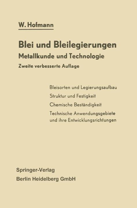 Produktbild Blei und Bleilegierungen (Deutsch, Wilhelm Hofmann, 2014)
