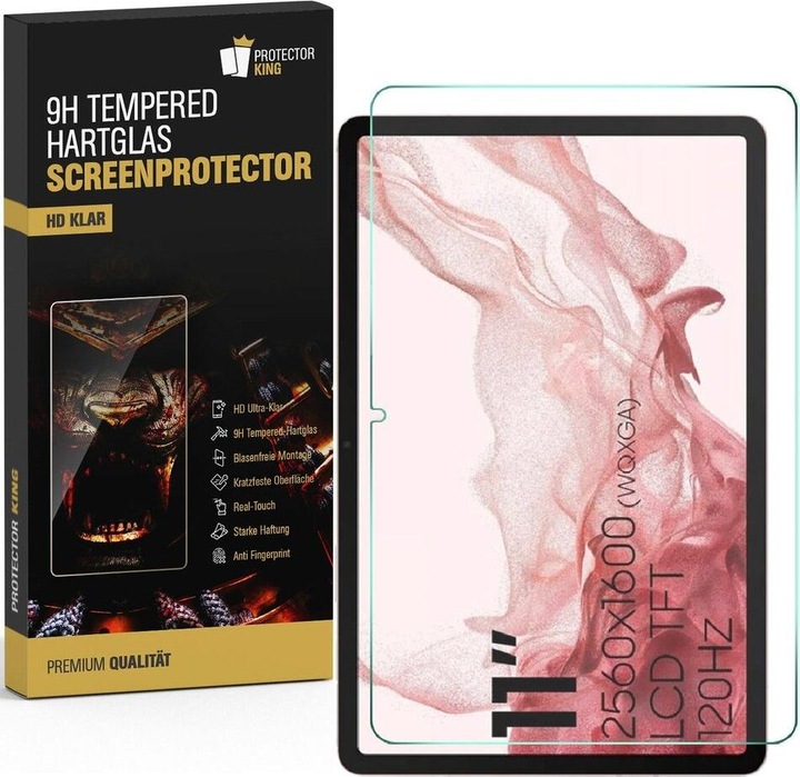 Produktbild Protectorking 3x echtes Tempered 9H Panzerhartglas 3D KLAR (3 Stück, Galaxy Tab S8)