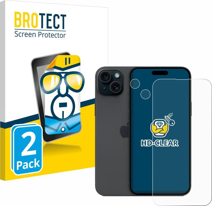 Actual product image BROTECT Screen Protector Clear (2 Piece, Apple iPhone 15 Plus)