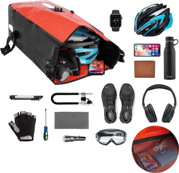 Immagine prodotto Mobygo Borsa impermeabile per bicicletta CB25L, rosso (27 l, Borsa portapacchi)