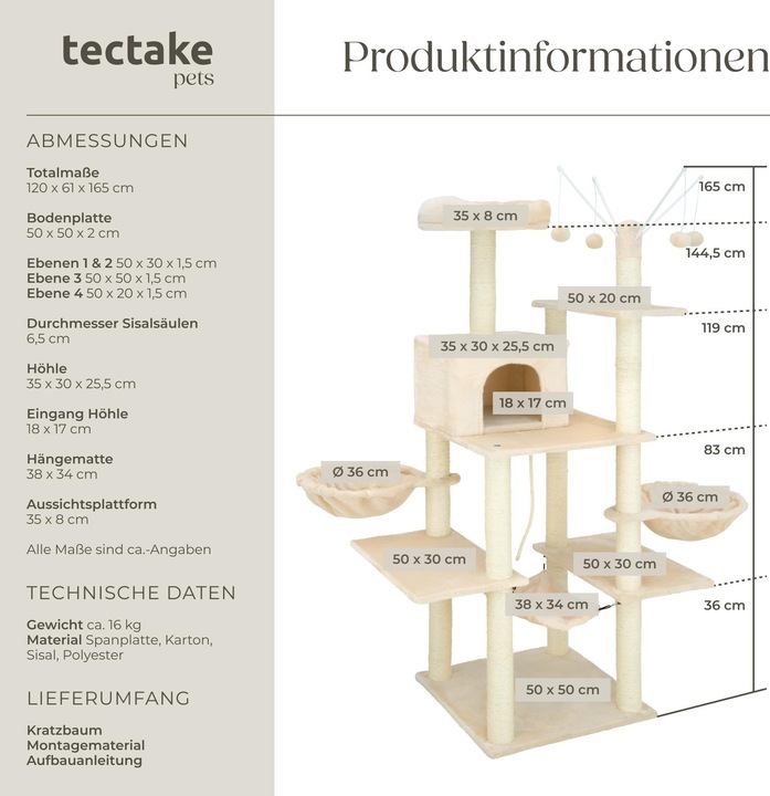 Produktbild tectake Lilou (165 cm, Beige)