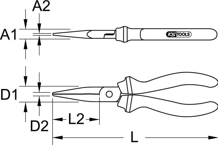 Actual product image KS Tools SlimPOWER Flat Round Nose Pliers (210 mm)