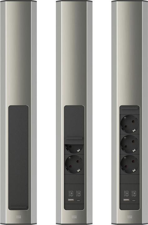 Image du produit Bachmann CASIA 2 3x prise de courant 1x USB-Charger A/C (932.006) aspect inox, long (3 x, CEE 7/3, 2 m)