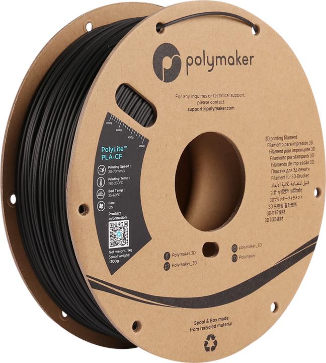 Produktbild Polymaker PolyLite PLA-CF Black 1.75mm 1kg (PLA, 1.75 mm, 1000 g, Schwarz)