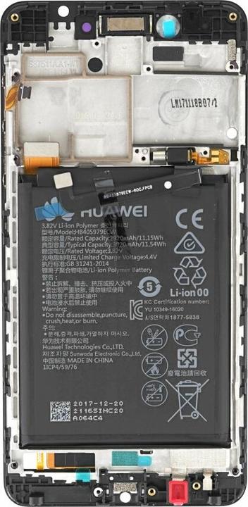 Produktbild Huawei Display-Einheit + Rahmen + Akku Honor 6C schwarz 02351FUV