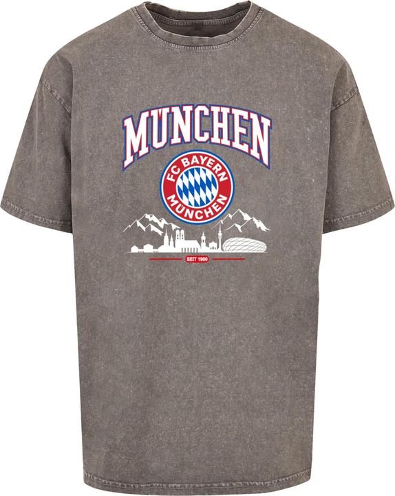 Actual product image FC Bayern München FC Bayern Skyline for grey Acid Washed Heavy Oversize Tee - 115437 (L)