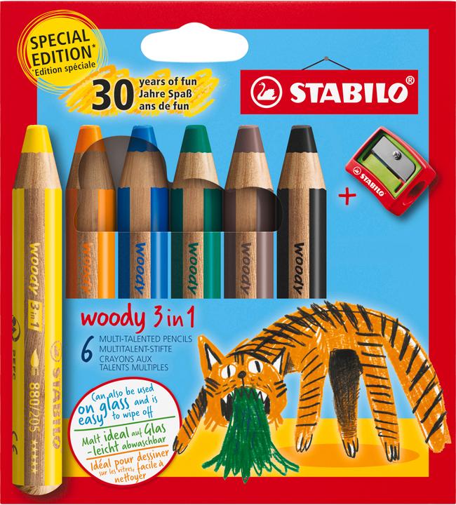 Image du produit Magni STABILO Buntstifte woody 3in1 Tiger Design 6 Stück mit Spitzer (Assortiment, 6 x)