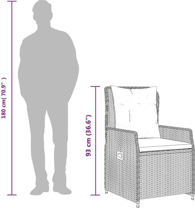 Image du produit vidaXL Meuble de jardin Ensemble de jardin 7pcs gris clair Poly rotin (160 cm)