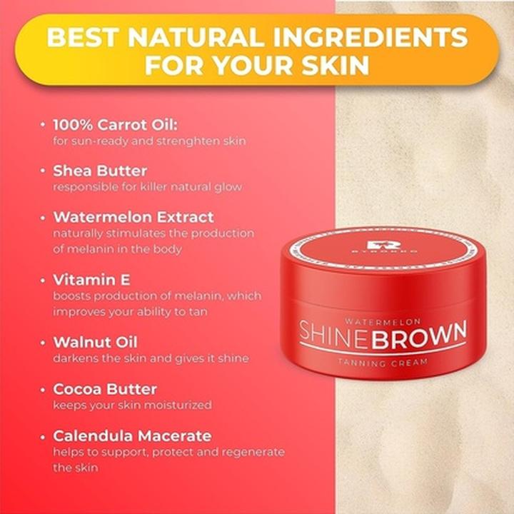 Actual product image Byrokko Shine Brown Watermelon Tanning Accelerator Cream 200ml (Suntan cream, 200 ml)