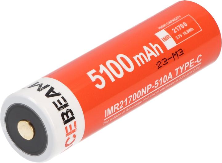 Immagine prodotto AceBeam 21700 Li-ion Akku mit starken 5100mAh USB-C max. Entladestrom 20A, 77,8 x 21,37mm (1 pz., 21700, 5100 mAh)