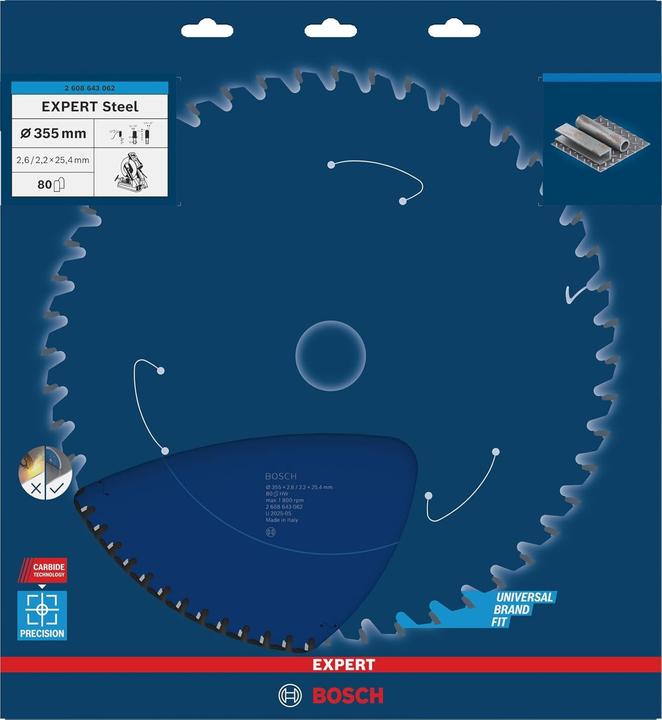 Produktbild Bosch Professional Zubehör Kreissägeblatt Expert for Steel, 355 x 25,4 x 2,6 mm, 80