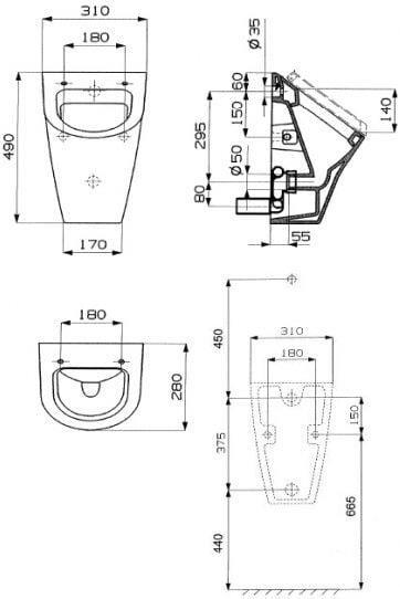 Actual product image ROCA Nexo urinal, rear inlet (A35364K000)