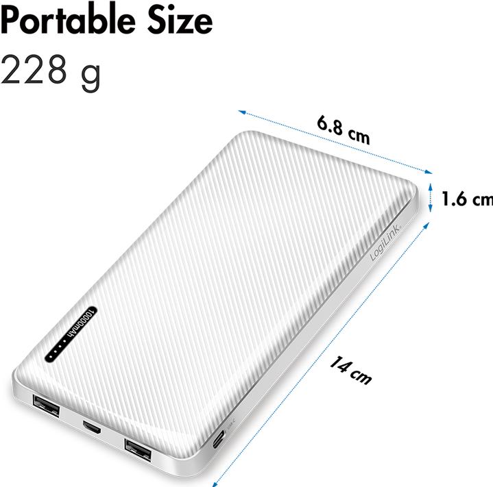 Produktbild LogiLink POWERBANK PA0316, 10.000mAh, 2-fach USB-A Ausgang (10000 mAh, 12 W, 12 Wh)